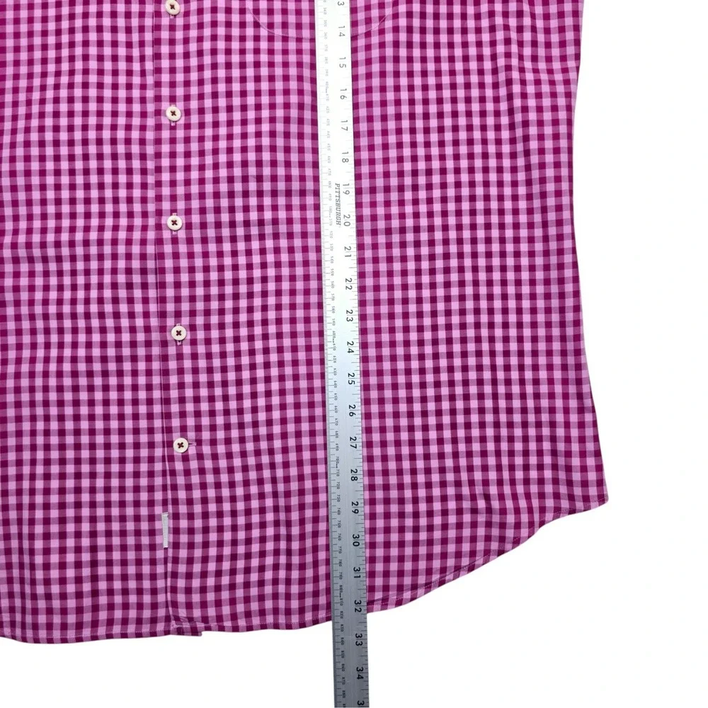Peter Millar Mens XL Pink Gingham Check Cotton Long Sleeve Button Down Shirt